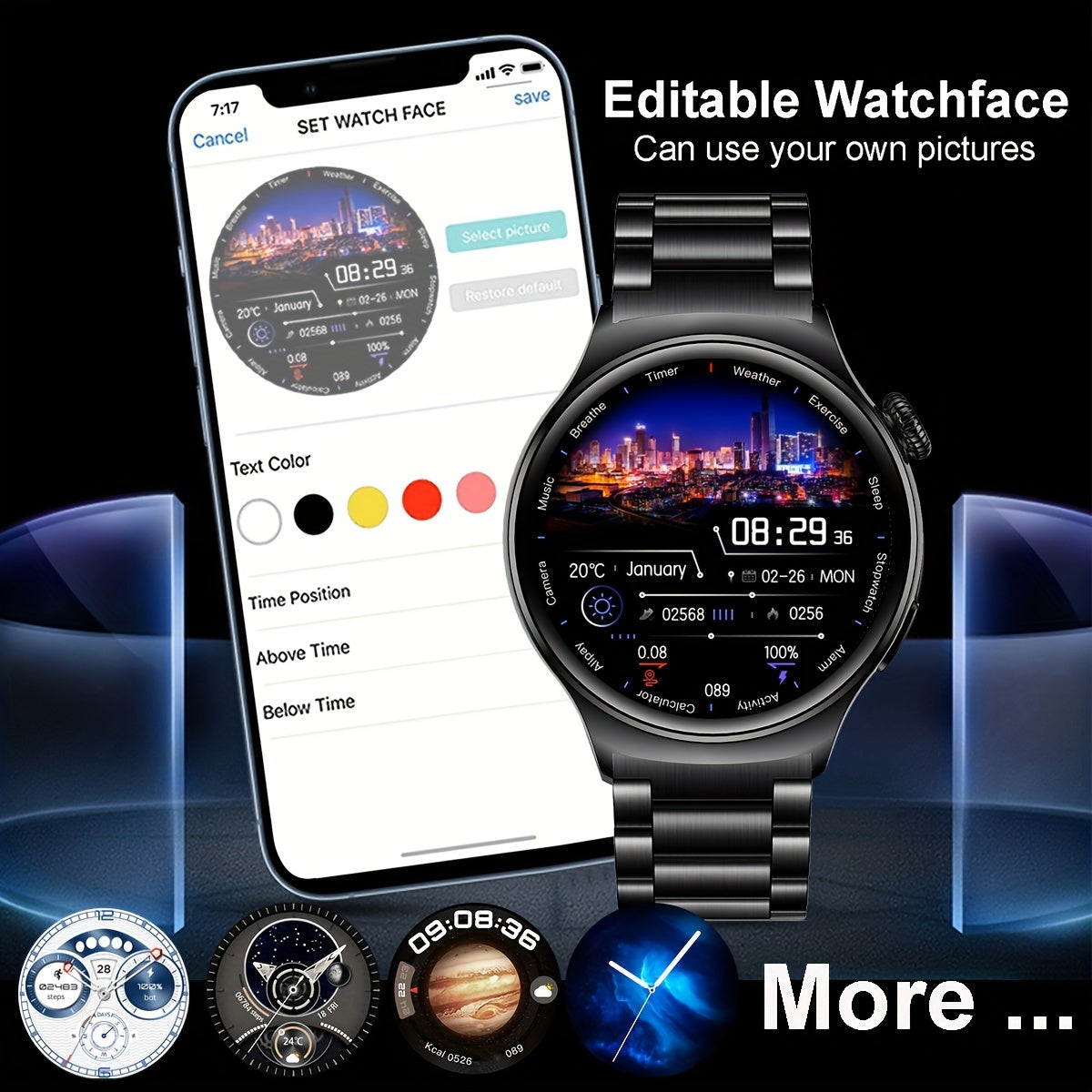 Big Screen Smart Watch for Men with Custom Dial and Call Answering | Smart Watches | - Shoppix