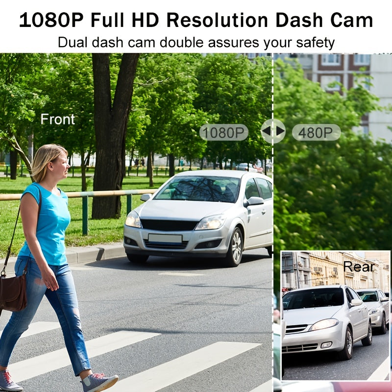 Dual Front & Rearview Camera Dash Cam with 10.16 CM Touchscreen Display | Dash Cams | - Shoppix