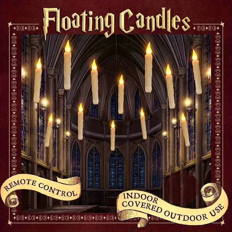 Illuminate Your Celebrations: Flameless Taper Floating Candles Set | Decoration Items | - Shoppix