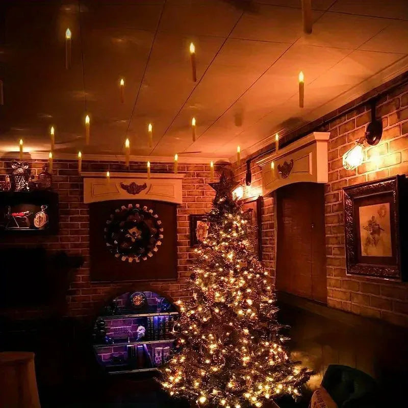 Illuminate Your Celebrations: Flameless Taper Floating Candles Set | Decoration Items | - Shoppix