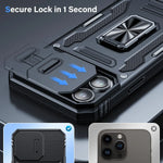 Military-Grade Shockproof iPhone Case with Camera Slide & Finger Ring For iPhone XS To 15/Pro/Max Series | Mobile Cases|