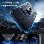 Military-Grade Shockproof iPhone Case with Camera Slide & Finger Ring For iPhone XS To 15/Pro/Max Series | Mobile Cases|
