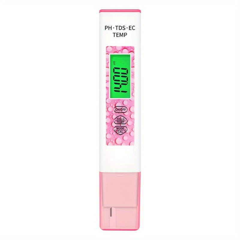 4-in-1 Digital Water Quality Tester – PH, EC, TDS, & Temperature Monitor with LCD Backlight