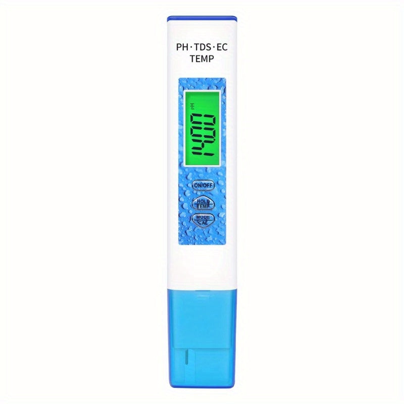 4-in-1 Digital Water Quality Tester – PH, EC, TDS, & Temperature Monitor with LCD Backlight