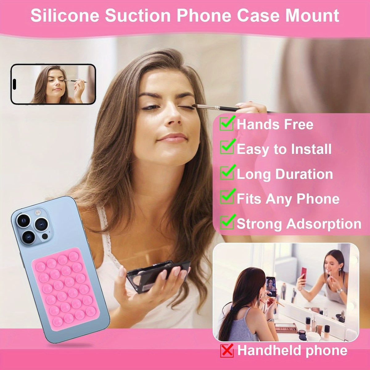 4pcs Silicone Suction Phone Case Mount for Hands-Free Video Calls & Content Creation | Mobile Case Accessories