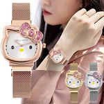 Montre Hello Kitty autorisée par Sanrio Cartoon avec bracelet réglable, joli cadeau d'anniversaire, de Noël et de Thanksgiving