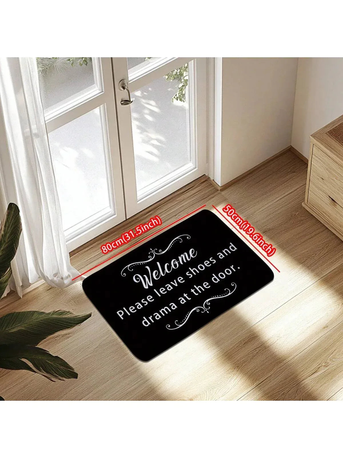 "Welcome Please Leave Shoes" Doormat – Absorbent, Non-Slip, Machine Washable - Shoppix