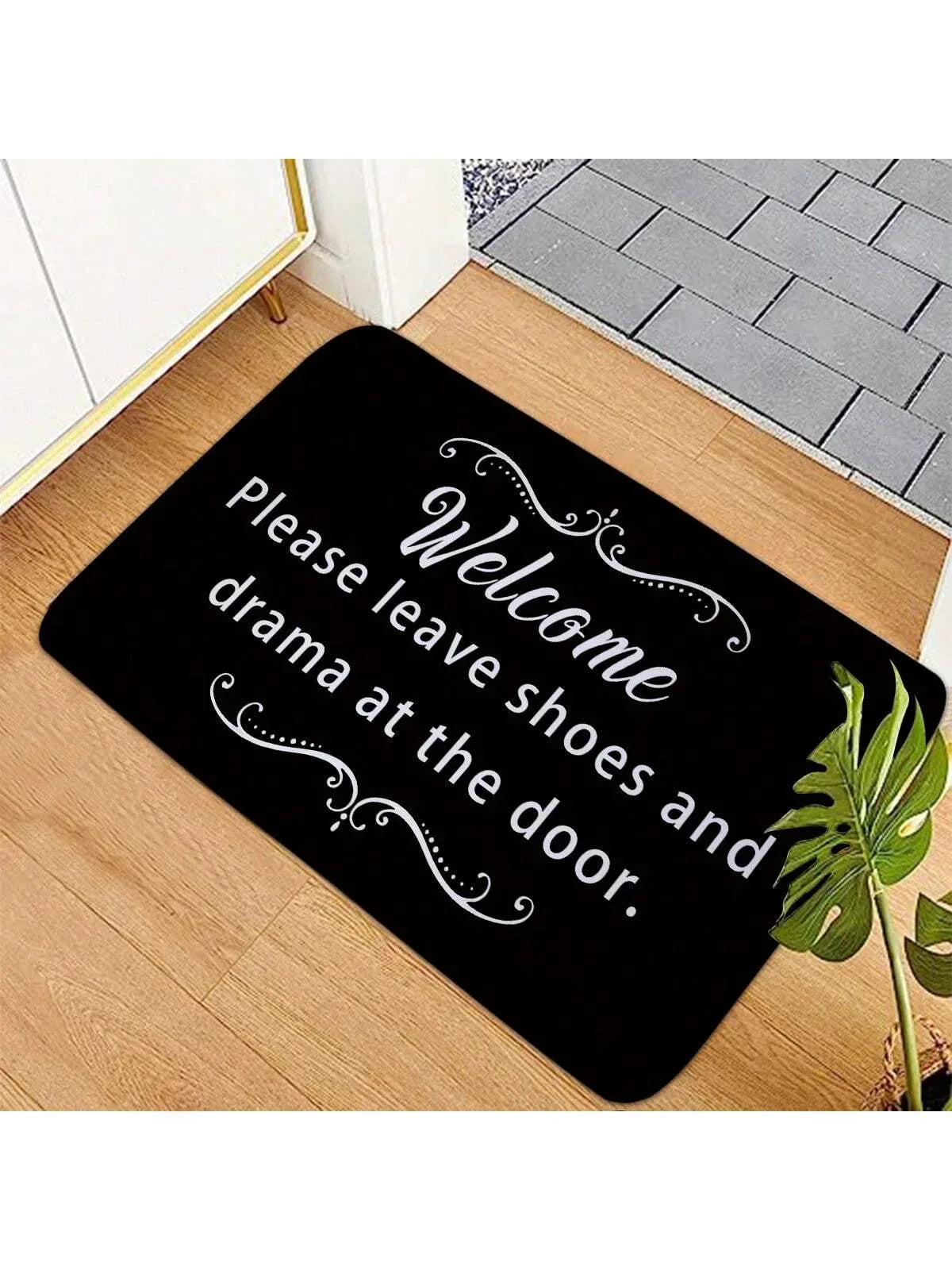 "Welcome Please Leave Shoes" Doormat – Absorbent, Non-Slip, Machine Washable - Shoppix