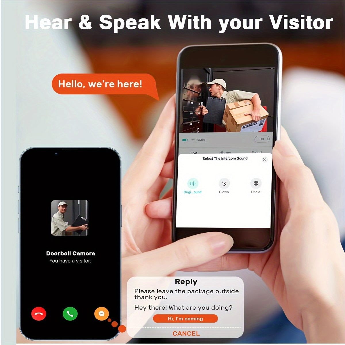 1pc Tuya Sonnette Sans Fil Caméra Avec Vidéo HD, Vision Nocturne Et Changement De Voix Système De Sécurité Domestique Intelligent Moniteur, Sonnette Caméra Wifi Sonnette Visuelle Intelligente, Interphone Domestique Sonnette De Sécurité Rechargeable WiFi