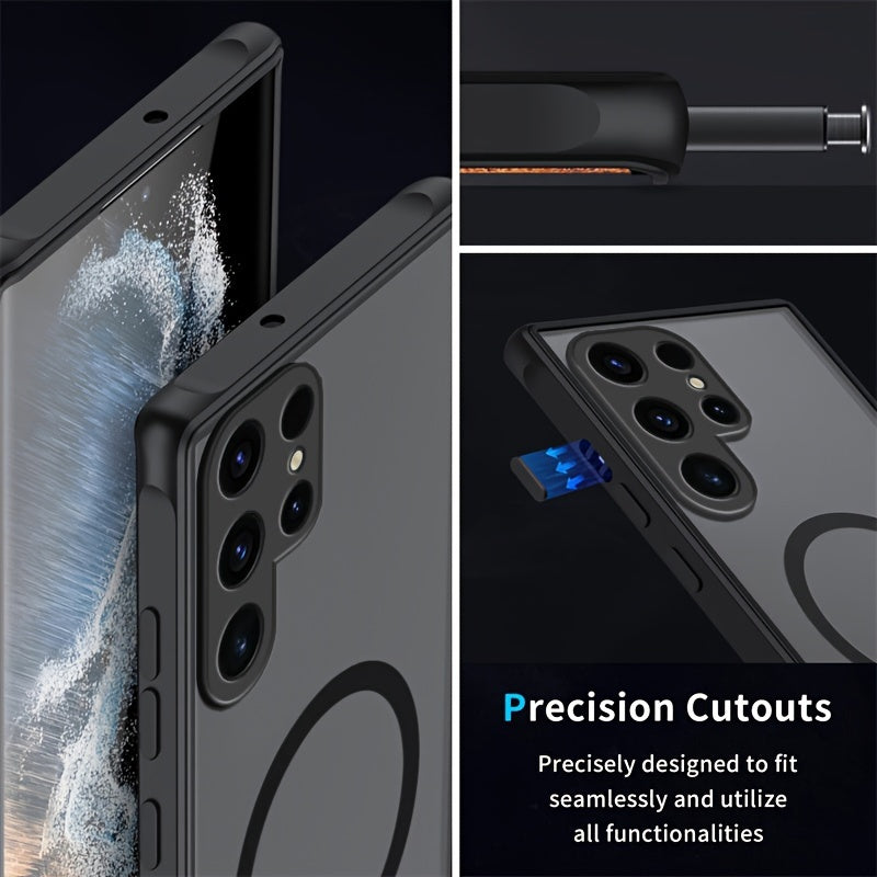 Magnetic Wireless Charging Phone Case, For Samsung Galaxy S24 S23 Ultra S24+ S23 Full Coverage Protection, Shockproof, Matte Texture