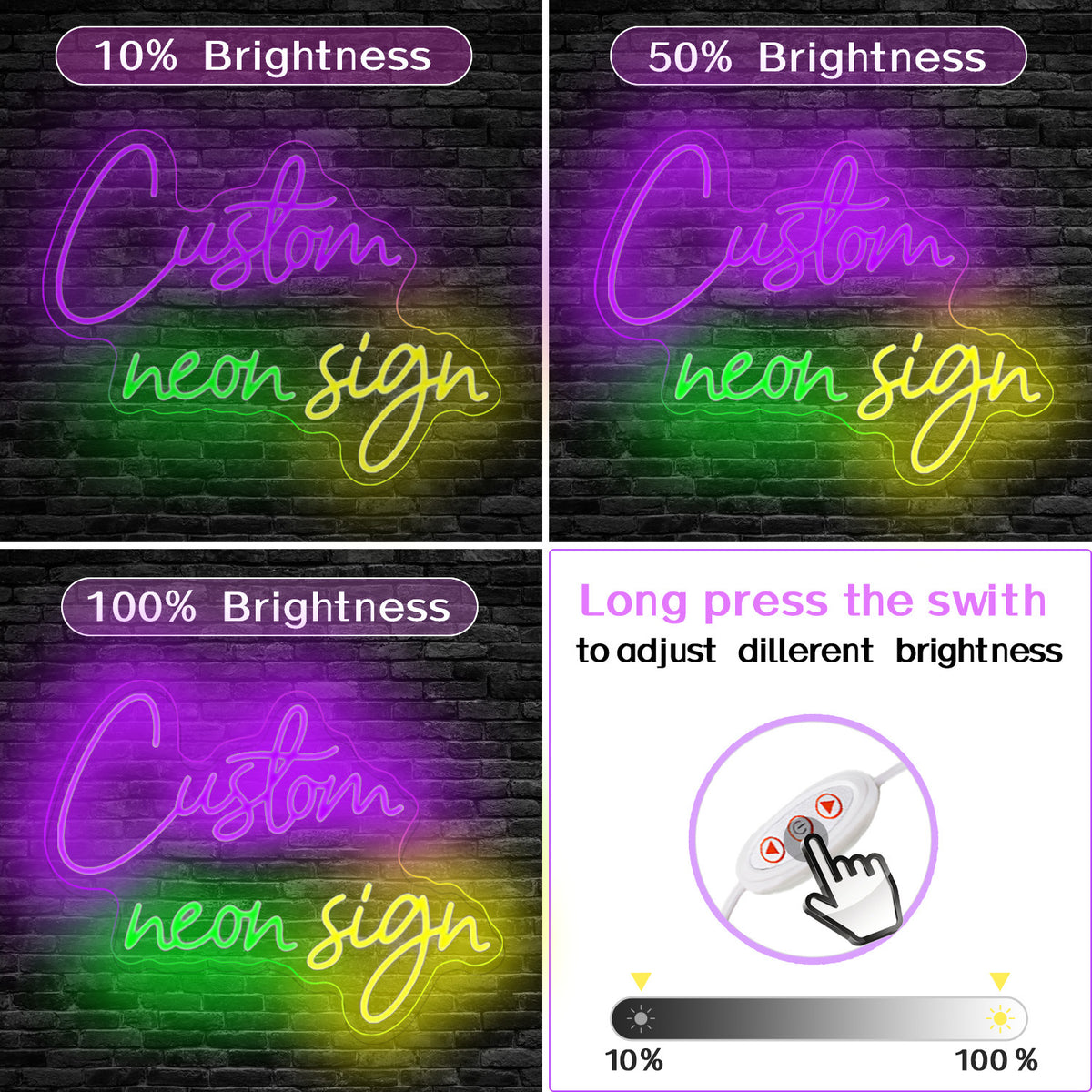 Customizable 20-22 Inch Double Row LED Neon Sign - USB Powered with Dimmer Switch, Wall-Mounted Acrylic & Plastic Decorative Light