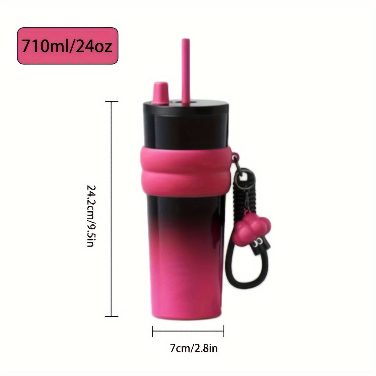 Sip in Style: 24oz Stainless Steel Tumbler with Straw and Lid | Drinkware | - Shoppix