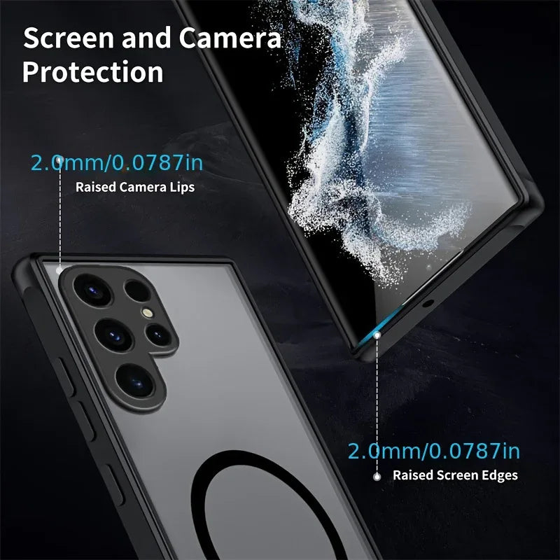 Magnetic Wireless Charging Phone Case, For Samsung Galaxy S24 S23 Ultra S24+ S23 Full Coverage Protection, Shockproof, Matte Texture