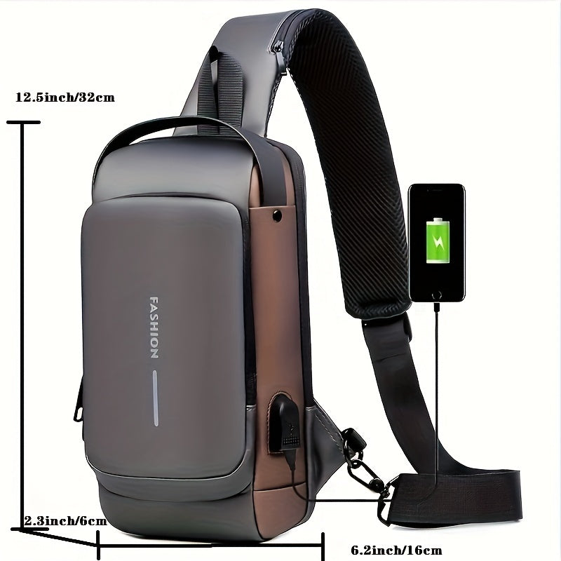 Stylish Anti-Theft Shoulder Bag with USB Charging Port for Men | Bags and Luggage | - Shoppix