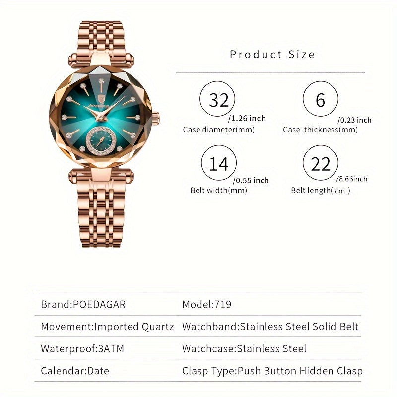 POEDAGAR Waterproof Women's Dial Cutting Watch | Women's Watches | - Shoppix