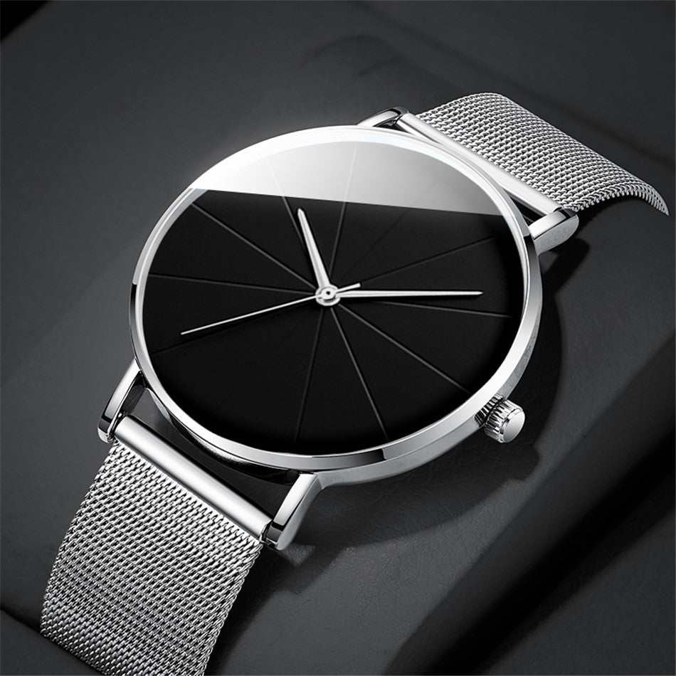 Casual Round Quartz Watch with Large Dial and Mesh Strap | Men's Watches | - Shoppix