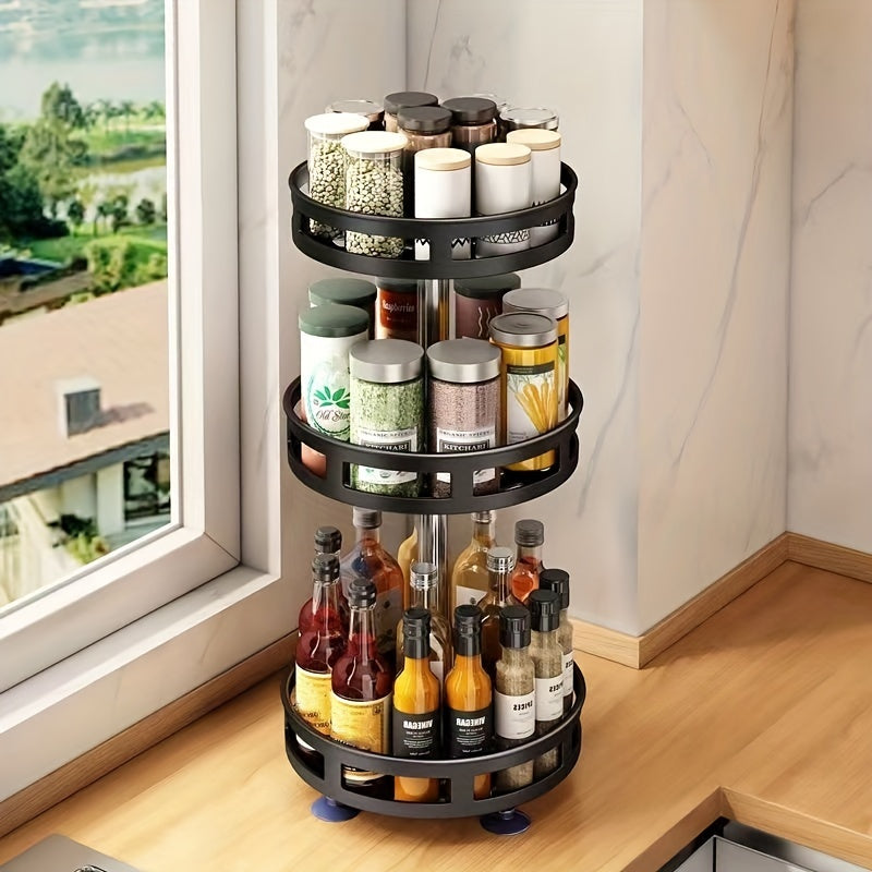 Efficient Countertop Organization: Rotatable Kitchen Seasoning Rack | Storage Organization | - Shoppix