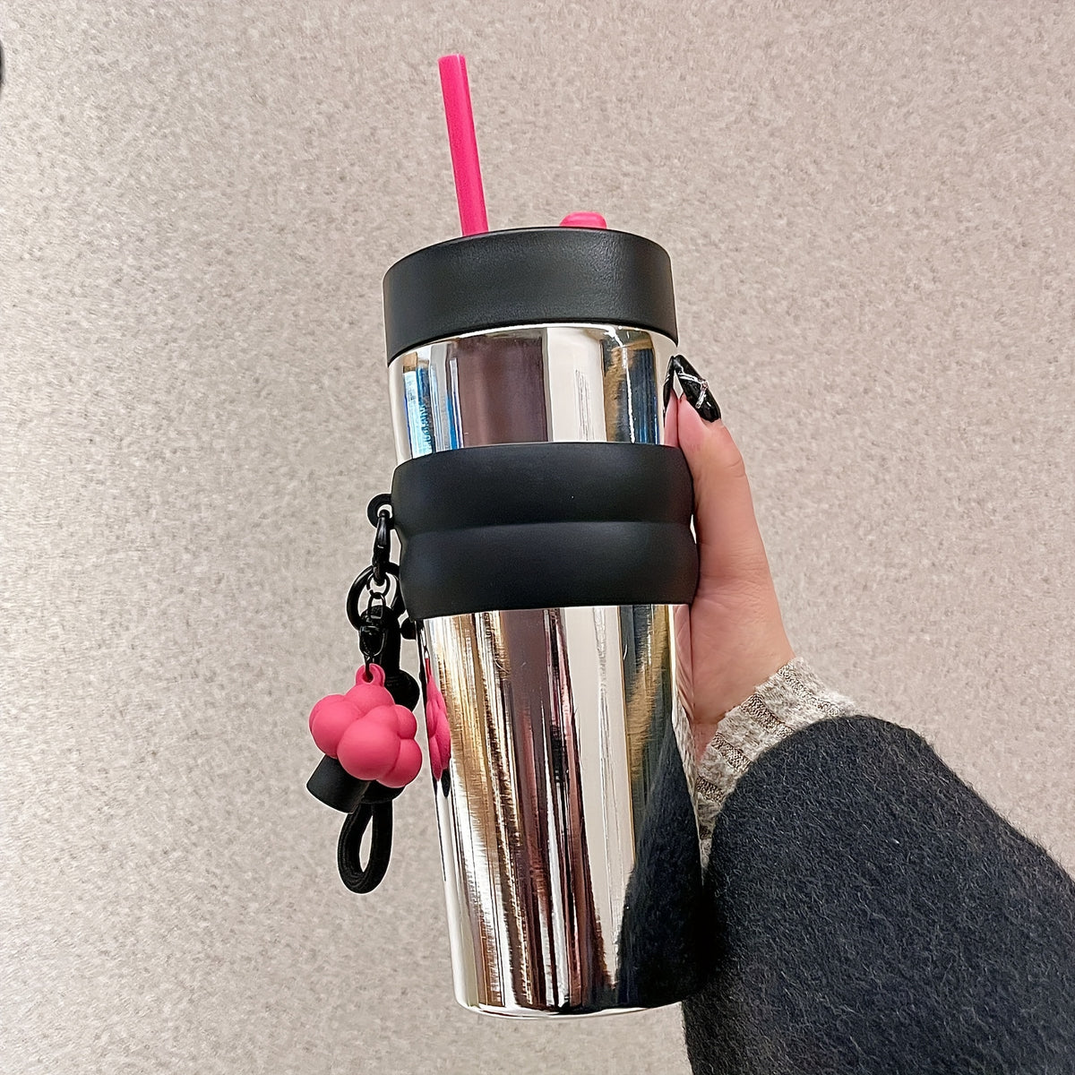 Sip in Style: 24oz Stainless Steel Tumbler with Straw and Lid | Drinkware | - Shoppix