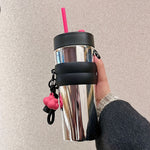 Sip in Style: 24oz Stainless Steel Tumbler with Straw and Lid | Drinkware | - Shoppix