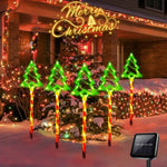 Solar-Powered 5-in-1 Christmas Tree Lawn Lights - Easy Install Outdoor Garden & Patio Decor