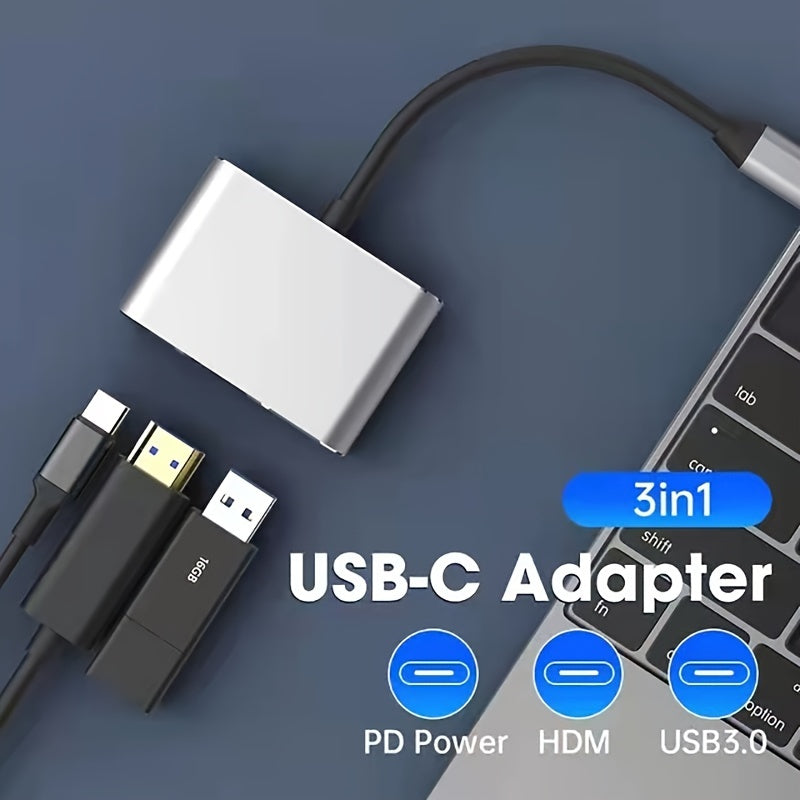 Améliorez votre connectivité avec l'adaptateur de charge USB 3.1 3 en 1 Type-C vers HDMI 4K compatible !