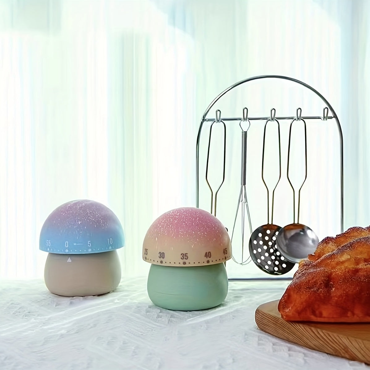 1pc, Cute Kitchen Timer, Cartoon Mushroom Shaped 60 Minutes Mechanical Timer, Mechanical Timer For Cooking, Sports, Beauty, Study, Kitchen Accessaries, Dorm Essenitals, Back To School Supplies