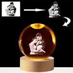 Custom Photo USB Powered Personalized Crystal Ball LED Night Light - Perfect Gift for Weddings, Parents, Pets | Home Decor
