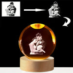 Custom Photo USB Powered Personalized Crystal Ball LED Night Light - Perfect Gift for Weddings, Parents, Pets | Home Decor