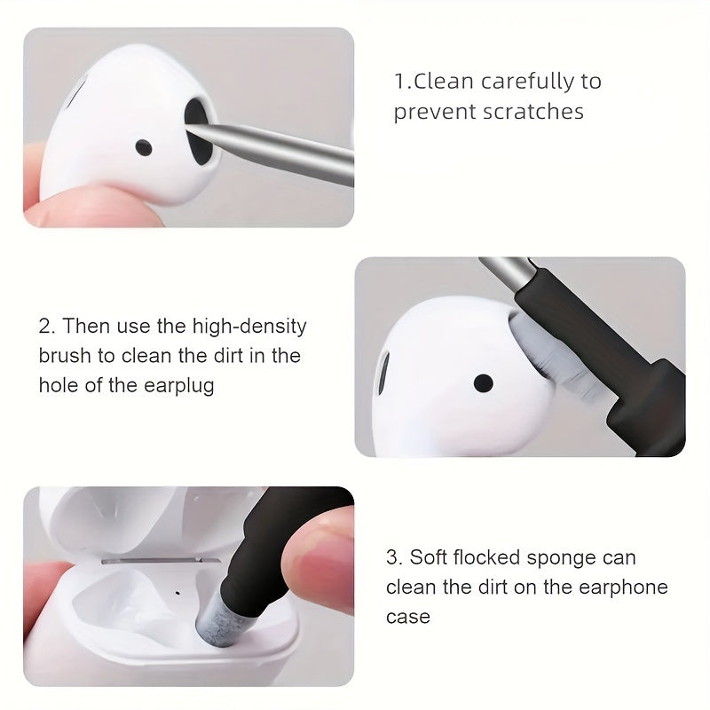 Earbuds Cleaning Pen – 3-in-1 Multifunctional Cleaner Kit for Wireless Earphones, Charging Case & Keyboard