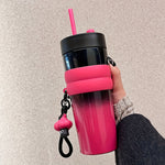 Sip in Style: 24oz Stainless Steel Tumbler with Straw and Lid | Drinkware | - Shoppix