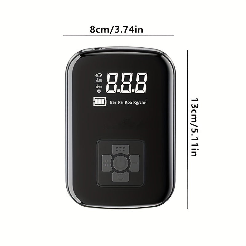 Portable Wireless Air Compressor – Rechargeable Handheld Tire Inflator with LED Light & Digital Display