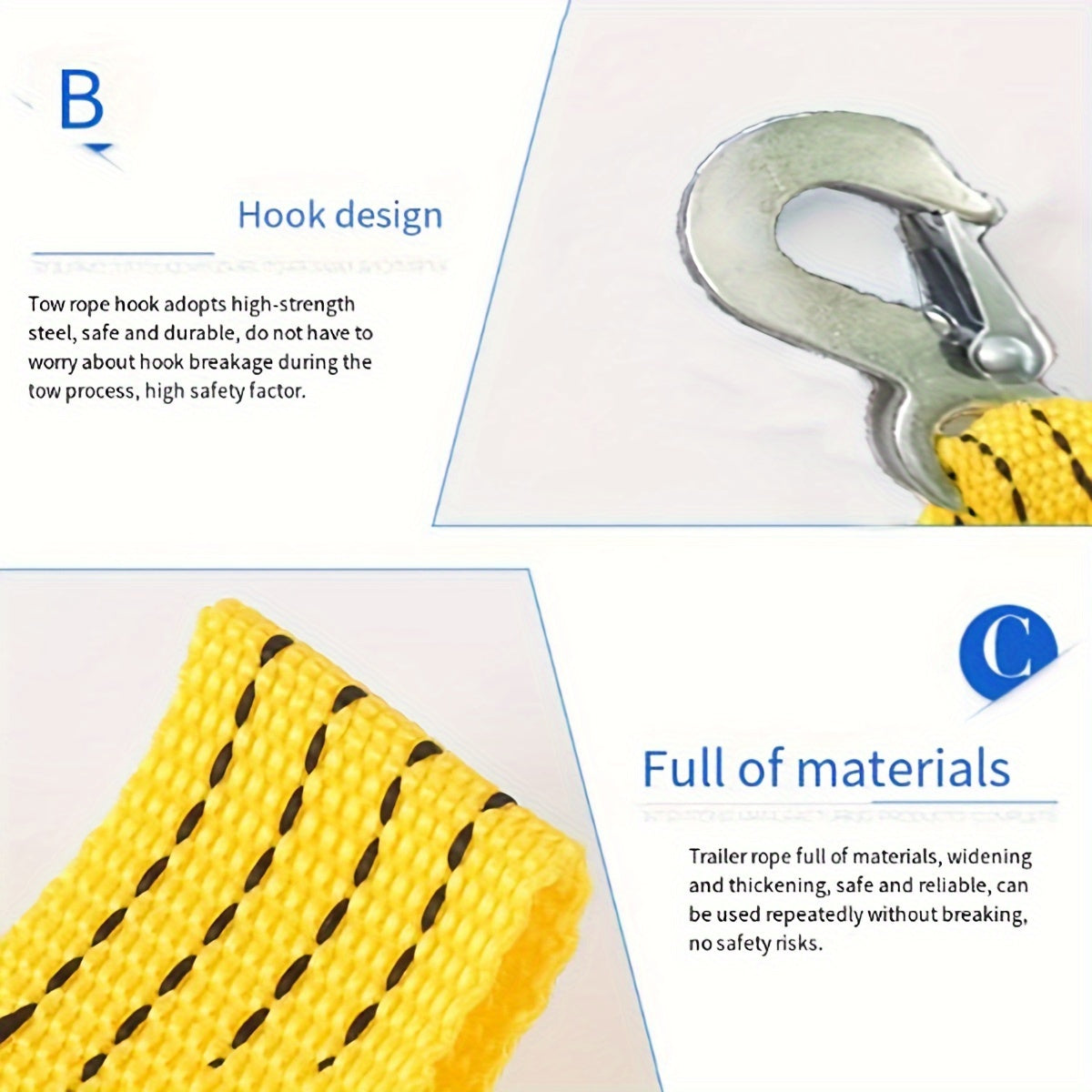 Heavy-Duty 3-Ton Towing Rope for Emergency Vehicle Recovery | Car Accessories| - Shoppix