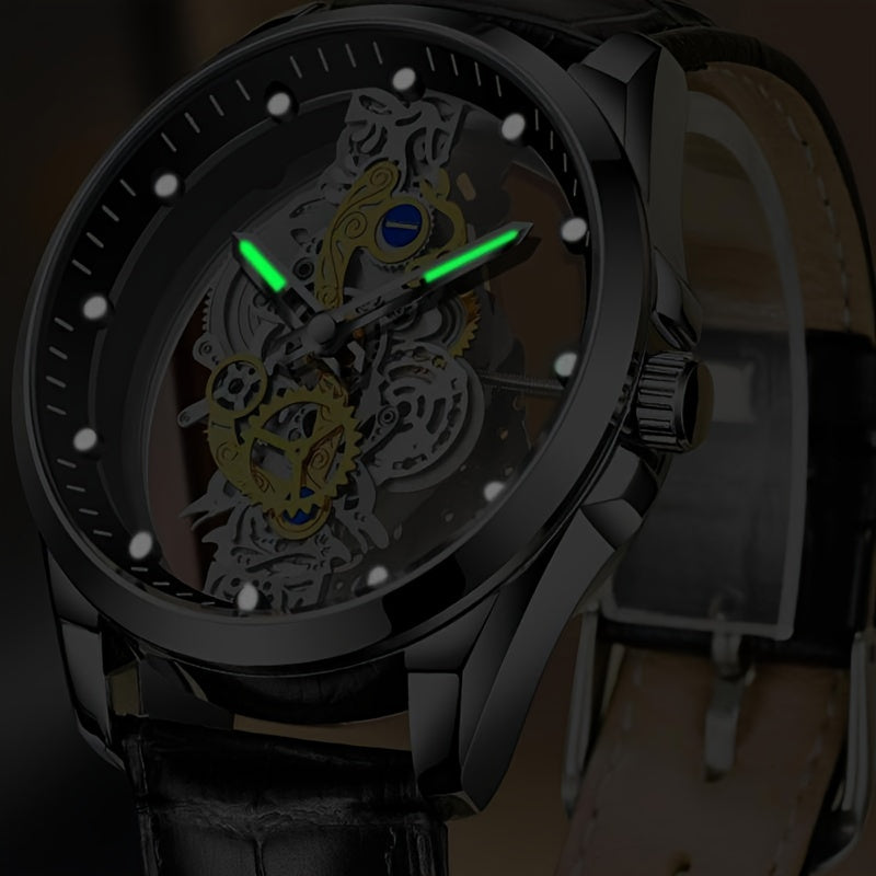 Sleek Stainless Steel Hollow Skeleton Watch | Men's Watches | - Shoppix