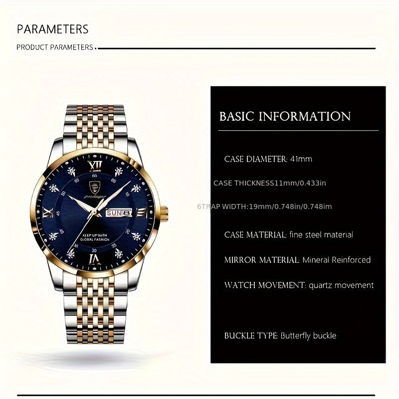 POEDAGAR Fashion Chronograph Men's Wristwatch | Men's Watches | - Shoppix