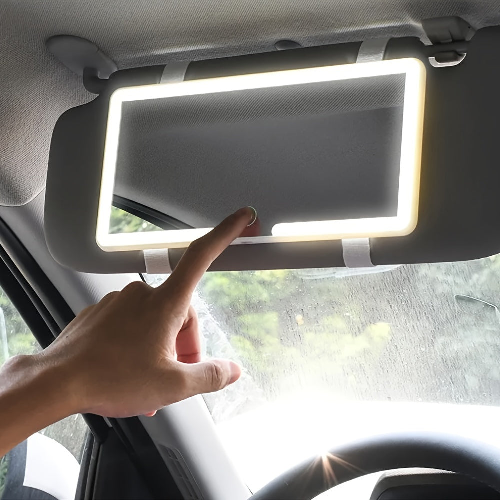 Car Sun Visor LED Vanity Mirror with Light - 3 Brightness Levels, High-Definition Makeup Mirror for Car Accessories