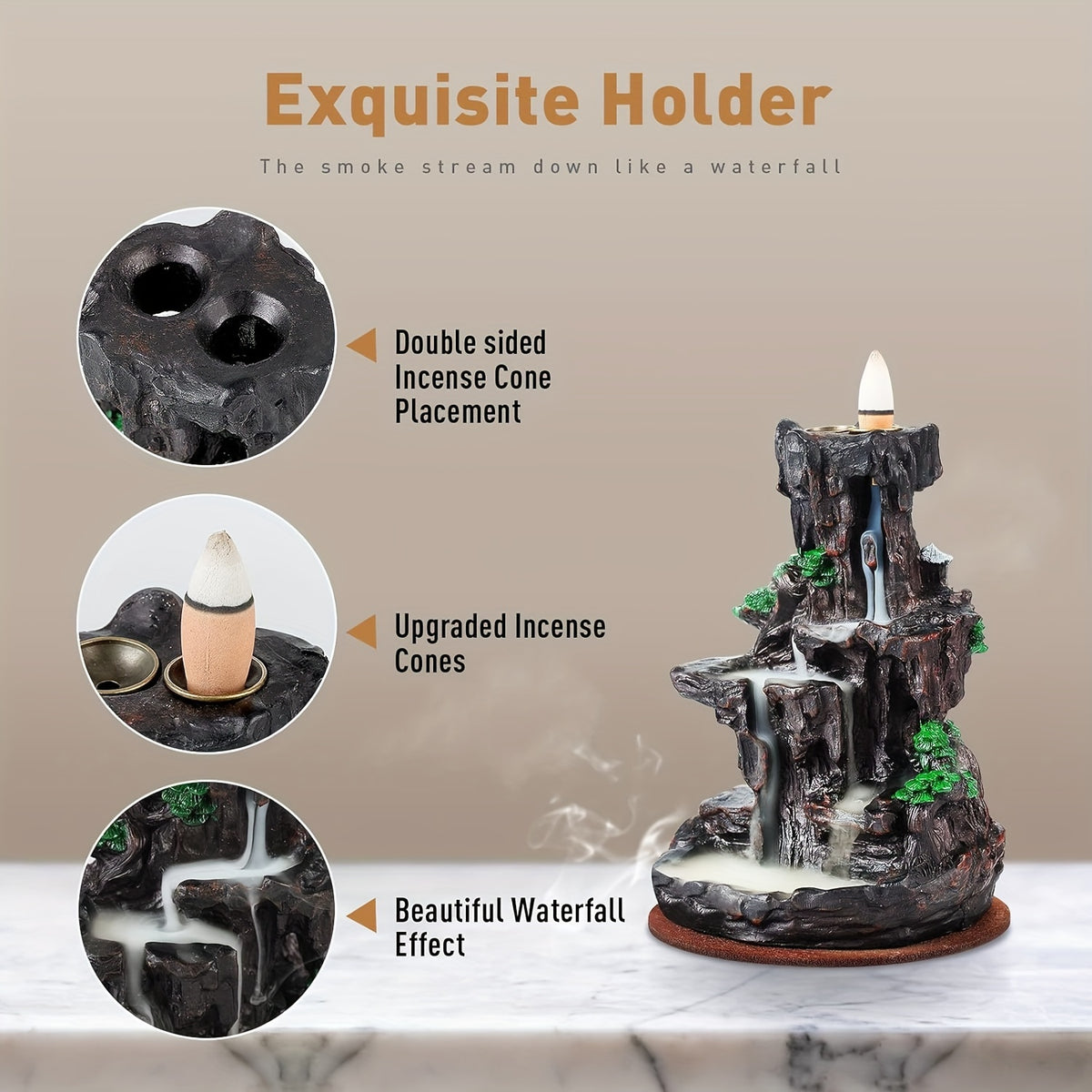 Experience Serenity: Mountain Design Backflow Incense Holder | Decoration Items | - Shoppix