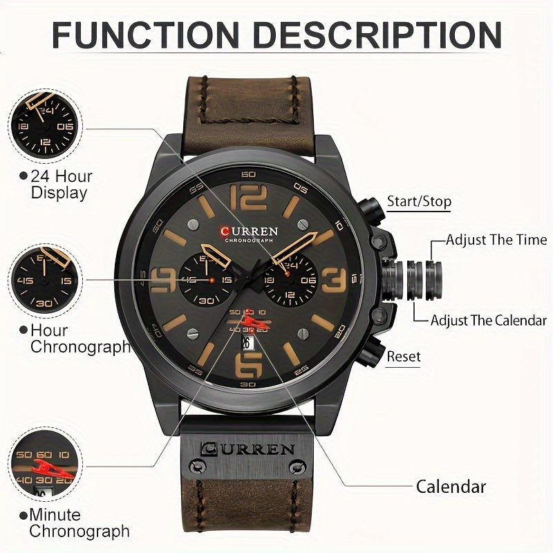 CURREN Retro Classic Chronograph Men's Watch | Men's Watches | - Shoppix