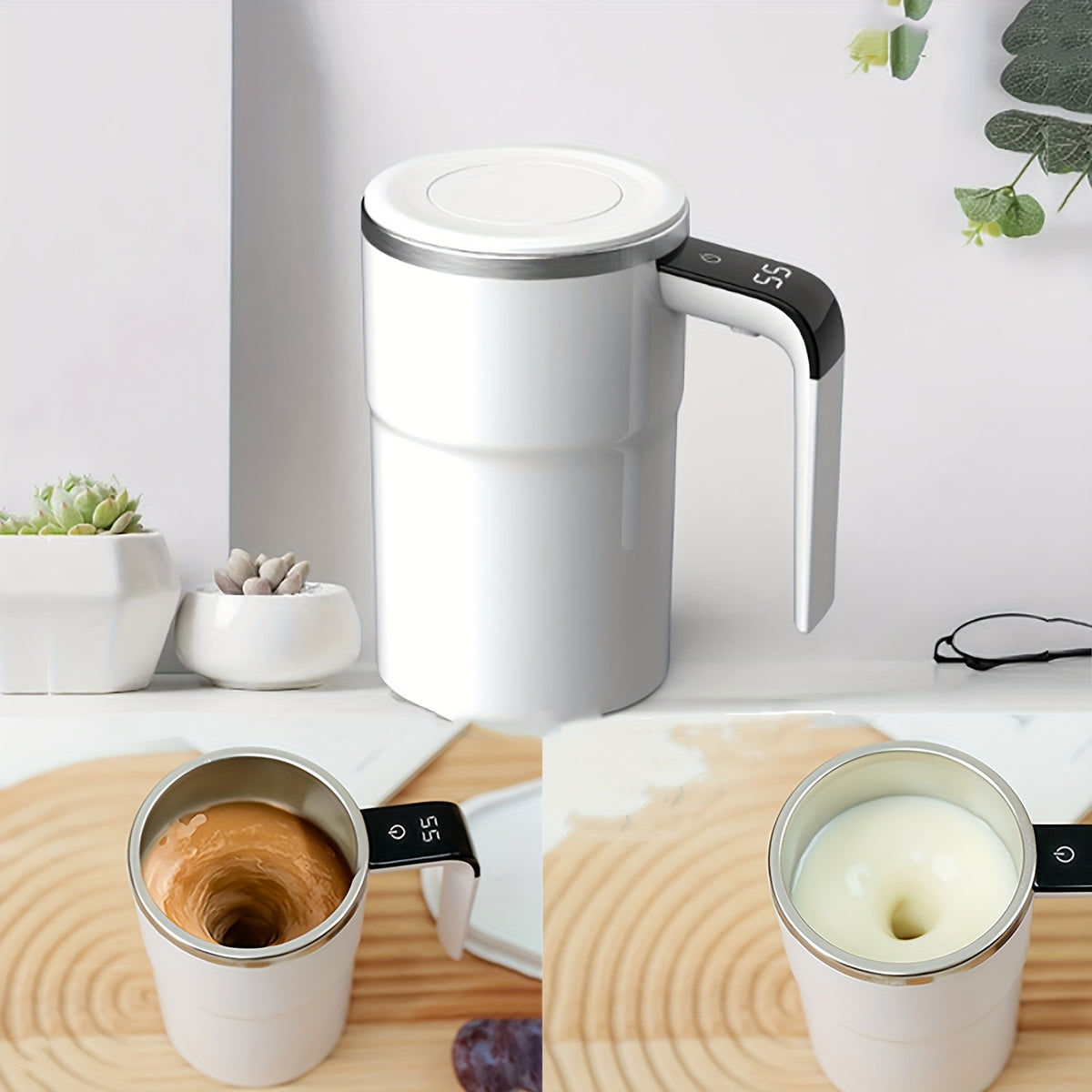 Effortless Mixing: Rechargeable Self-Stirring Coffee Mug | Drinkware | - Shoppix