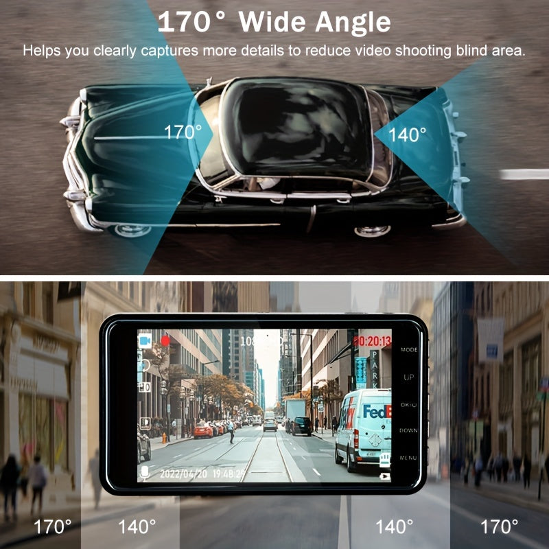 Dual Front & Rearview Camera Dash Cam with 10.16 CM Touchscreen Display | Dash Cams | - Shoppix