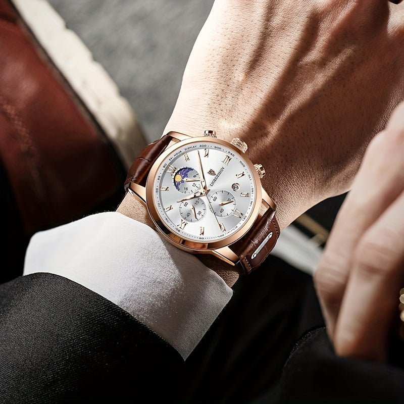 Elevate Your Style with the LIGE Luxury Leather Chronograph Watch for Men | Men Watches| - Shoppix