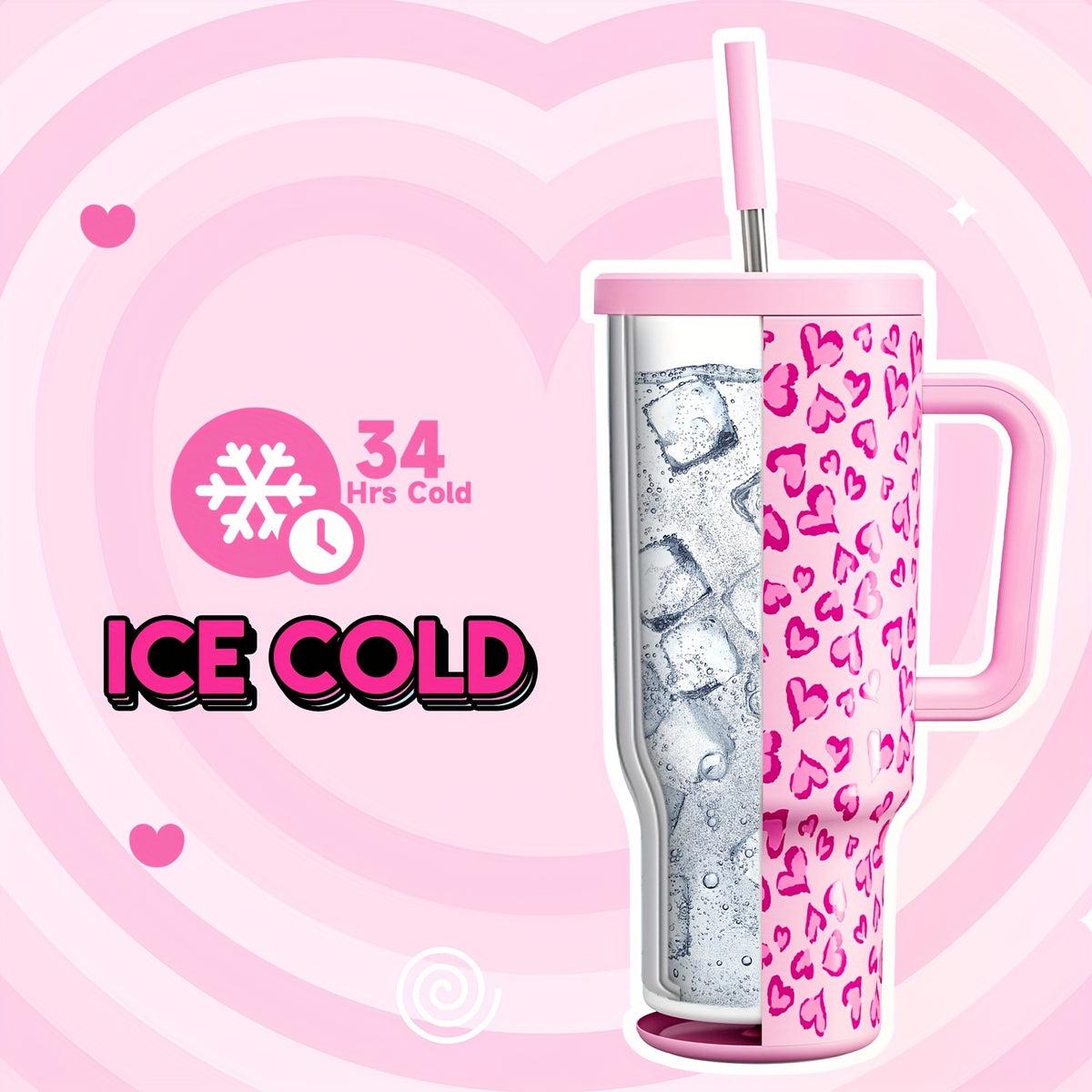 Hydrate in Style: Meoky 40oz Stainless Steel Tumbler with Handle | Drinkware | - Shoppix