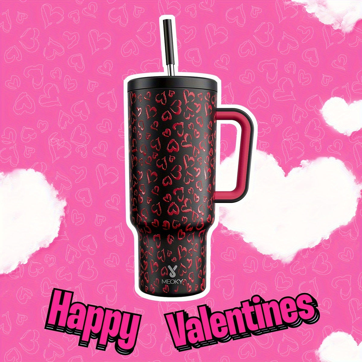 Hydrate in Style: Meoky 40oz Stainless Steel Tumbler with Handle | Drinkware | - Shoppix