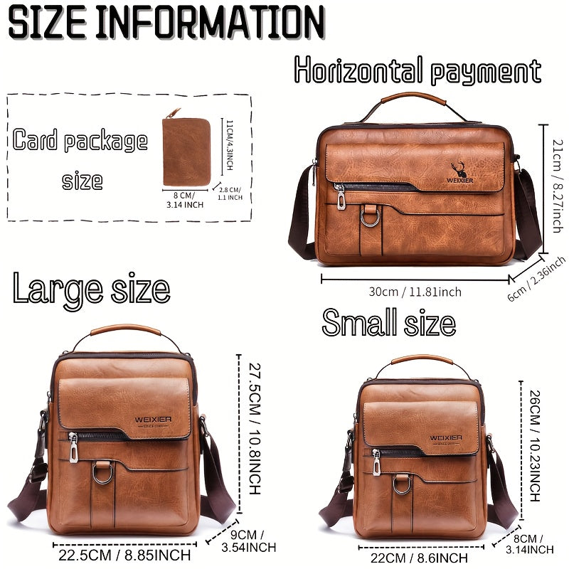 Vintage Faux Leather Men's Crossbody Bag | Bags & Luggage | - Shoppix