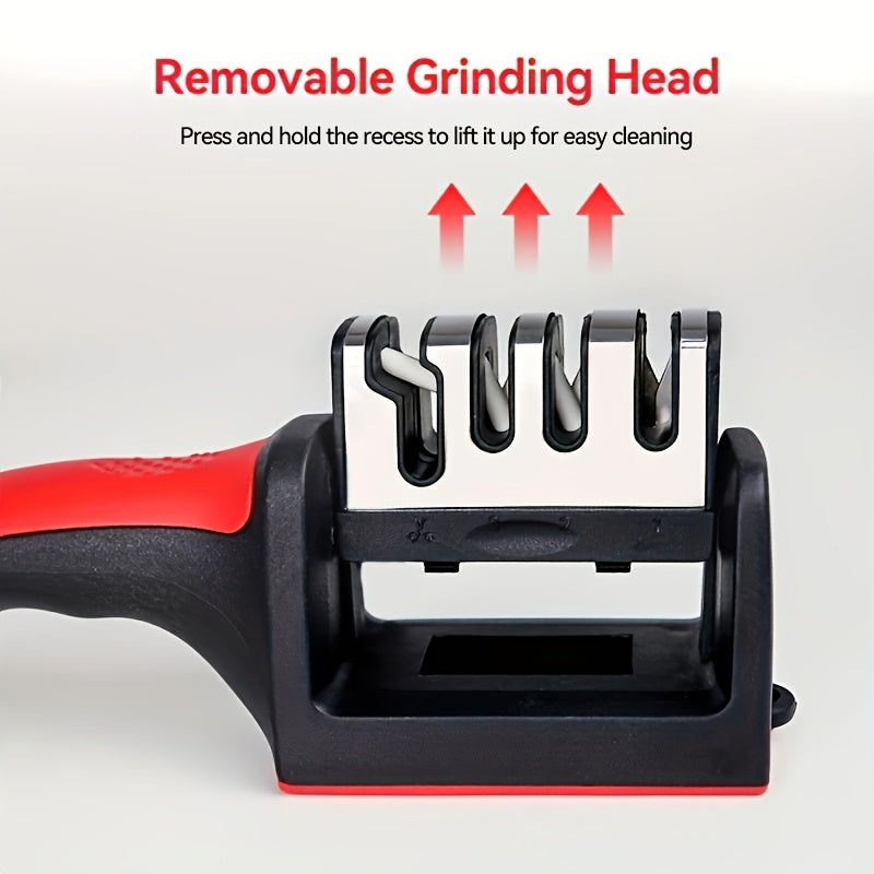 4-Stage Kitchen Knife Sharpener – Diamond, Ceramic & Tungsten Steel Blades for Precision Sharpening