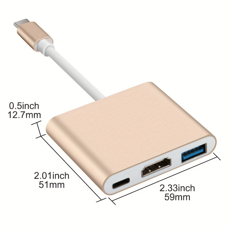 Améliorez votre connectivité avec l'adaptateur de charge USB 3.1 3 en 1 Type-C vers HDMI 4K compatible !