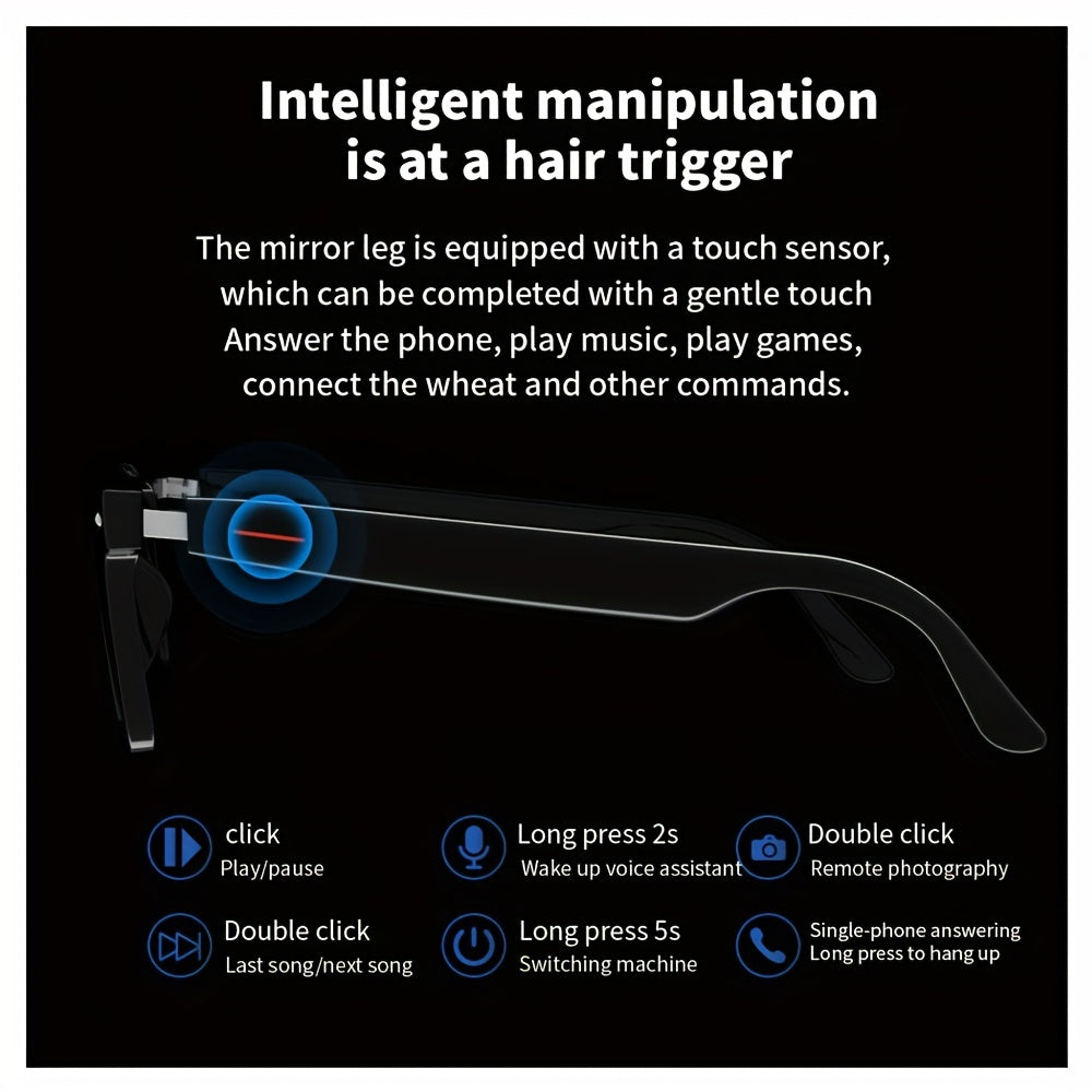 Smart Glasses with Advanced Blue Light Filter, Built-in Mic & Speakers – Touch Control, AI Voice Assistant, 5hr Battery Life | Perfect Gift for Birthdays, Easter, and More