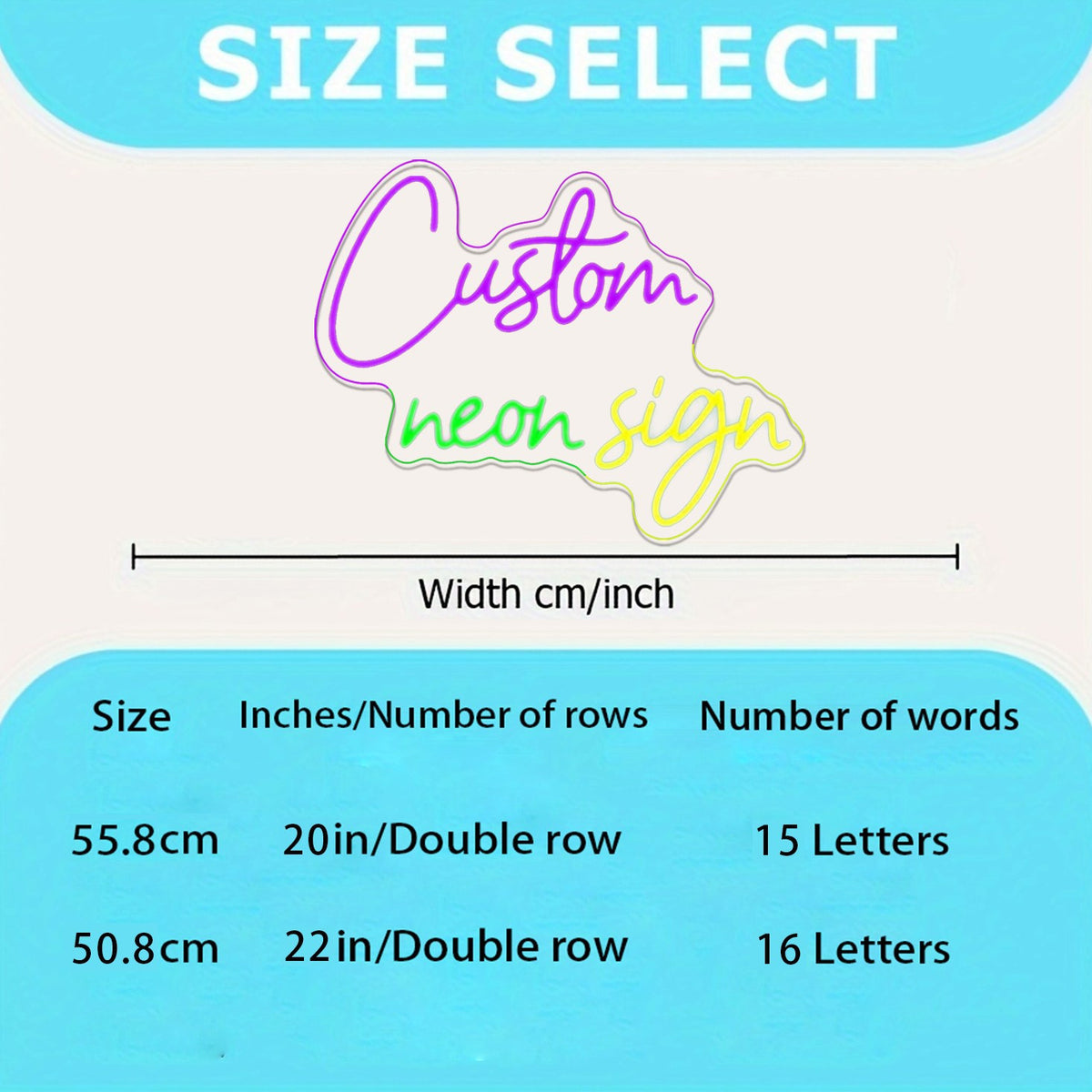 Customizable 20-22 Inch Double Row LED Neon Sign - USB Powered with Dimmer Switch, Wall-Mounted Acrylic & Plastic Decorative Light