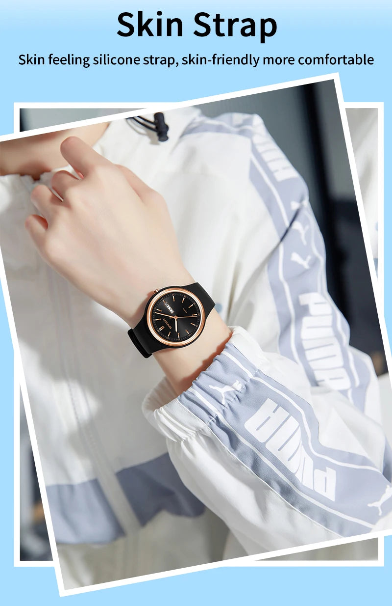 Fashion Calendar High Guality Women's Quartz Watch Silicone strap Ladies Watches Simple Elegant Watch For Woman Lady Reloj Mujer