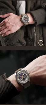 NAVIFORCE Luxury Watches for Men Eco-Drive Movement Casual Genuine Leather Strap 5ATM Waterproof Luminous Wristwatches Gift 2025