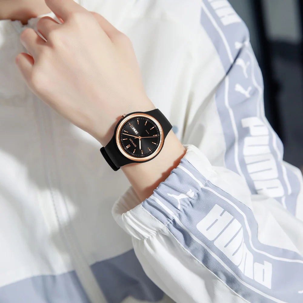 Fashion Calendar High Guality Women's Quartz Watch Silicone strap Ladies Watches Simple Elegant Watch For Woman Lady Reloj Mujer